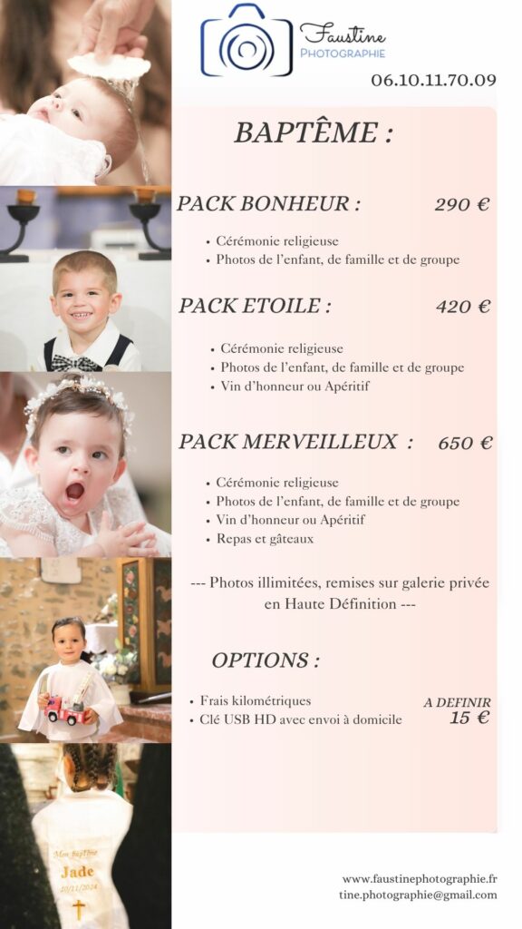 tarifs baptême 
